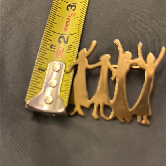 Gold Dancing Figures Brooch Minimalist Jewelry - Picture 6 of 6